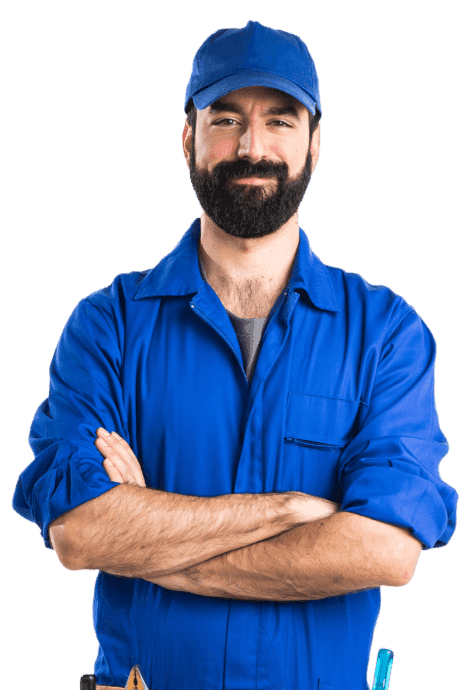 Técnico de AVAC de uniforme azul